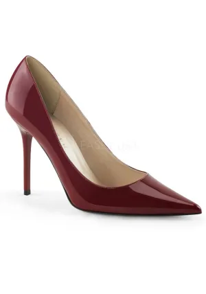 4" Pointed-Toe Pump, Raspberry Patent