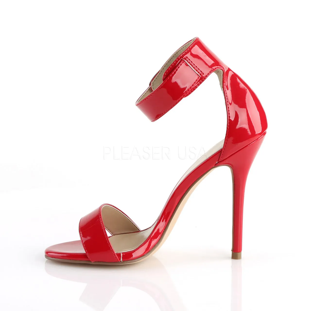 5" Red Sandal W- Buckled Ankle Strap*