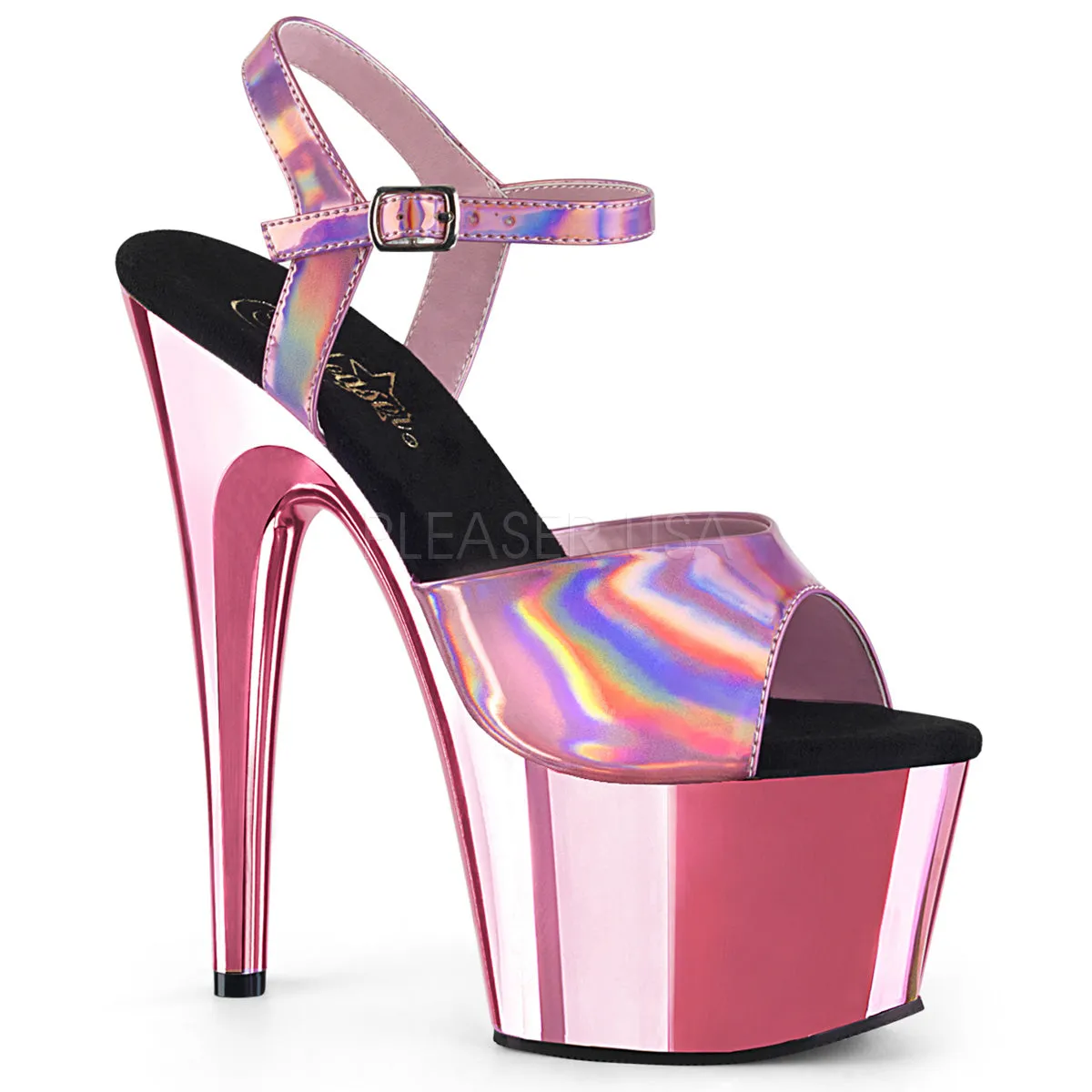 7 Inch Heel ADORE-709HGCH Baby Pink Hologram