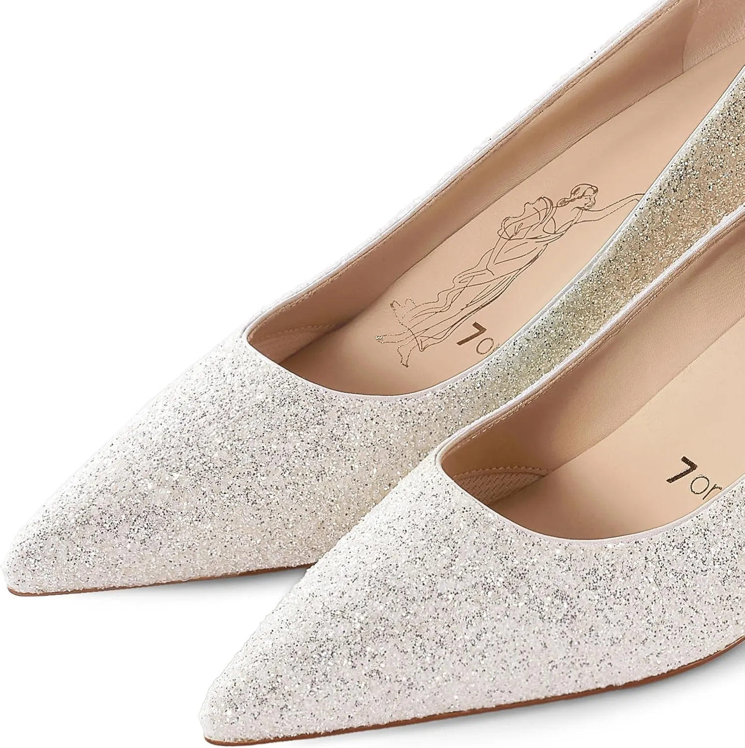 7or9 Nude Heels for Women Comfortable Women’s Pumps Breathable Lambskin White Heels Closed Toe Dressy Prom Heels 2"