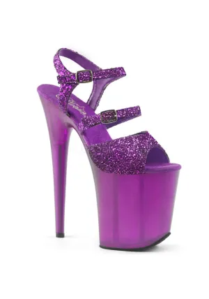 8" Heel, 4" PF Glitter Ankle Strap Sandal