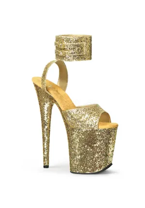 8" Heel, 4" PF Glitter Ankle Strap Sandal