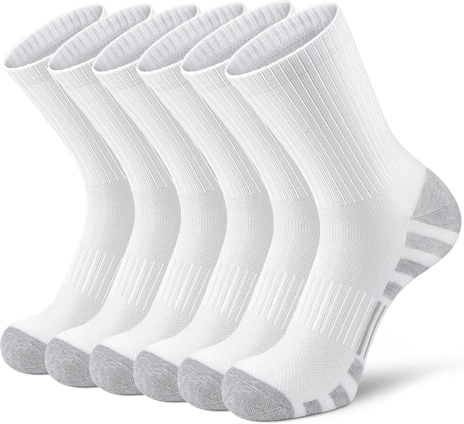 Airacker Athletic Socks Sport Running Calf Socks Performance Cushioned Breathable Crew Socks for Men Women(6 Pairs)