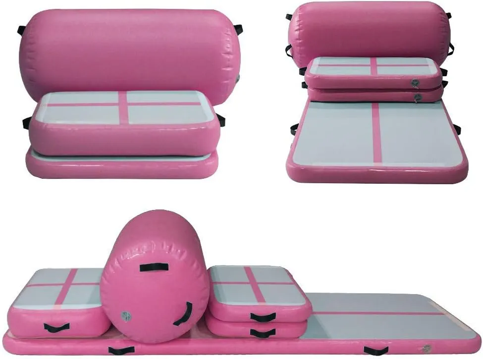 AKSPORT 5pcs Set of Inflatable Gymnastics Air Mat Tumble Track Tumbling Mat Floor Mats with Electric Air Pump for Home Use/Training/Cheerleading/Beach/Park and Water