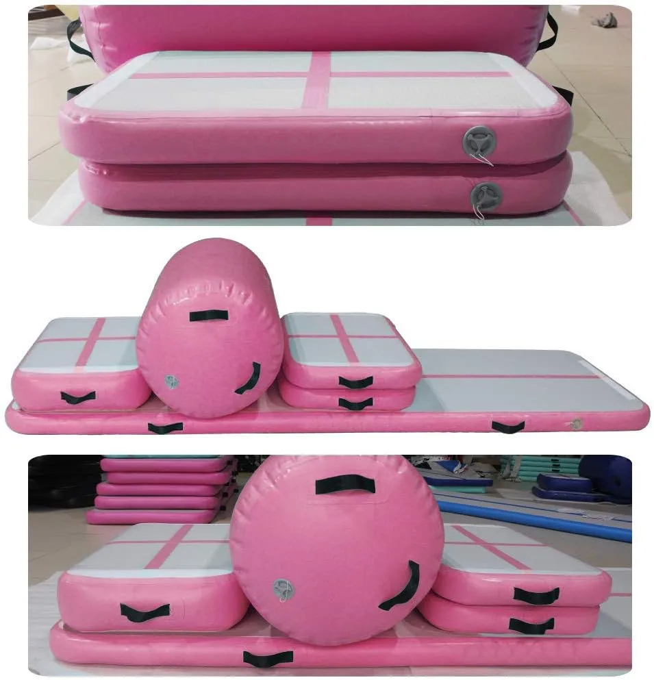 AKSPORT 5pcs Set of Inflatable Gymnastics Air Mat Tumble Track Tumbling Mat Floor Mats with Electric Air Pump for Home Use/Training/Cheerleading/Beach/Park and Water