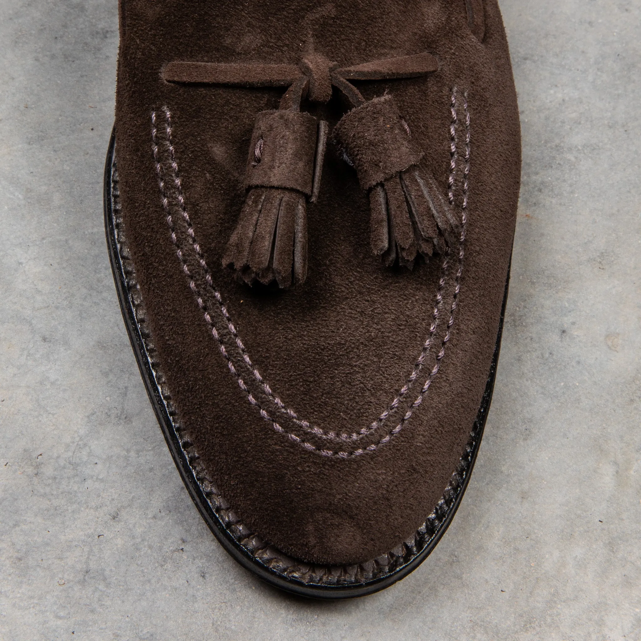 Alden Dark Chocolate suede tassel loafer