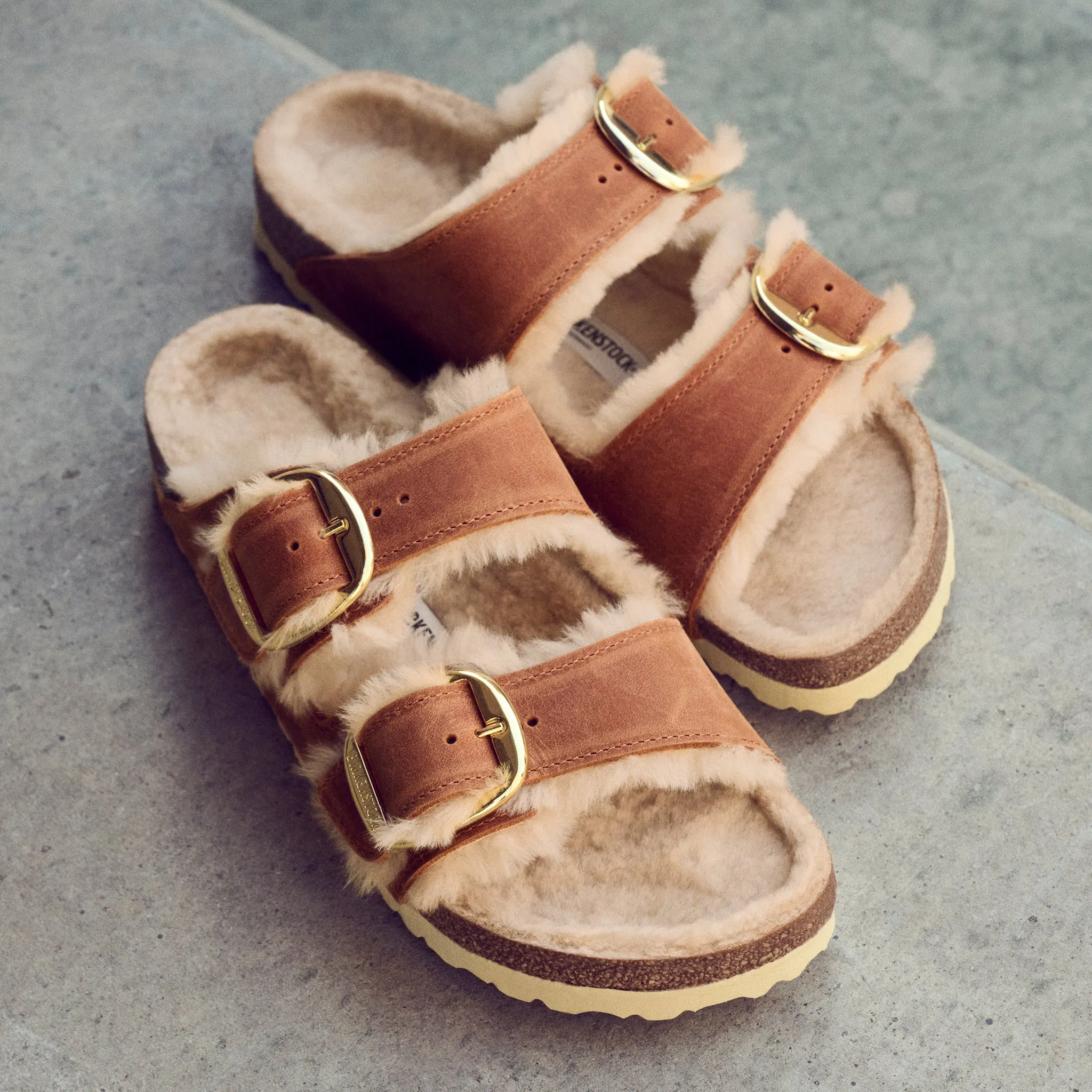 ARIZONA BIG BUCKLE SHEARLING - COGNAC