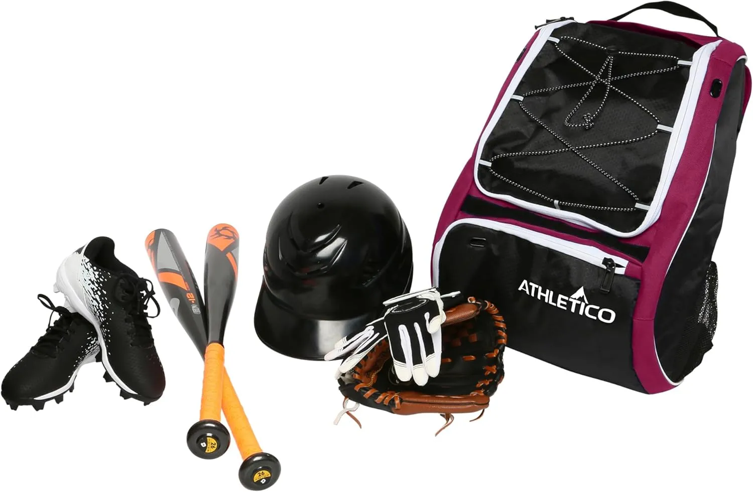 Athletico Baseball Bat Bag - Backpack for Baseball, T-Ball & Softball Equipment & Gear for Youth and Adults | Holds Bat, Helmet, Glove, & Shoes |Shoe Compartment & Fence Hook