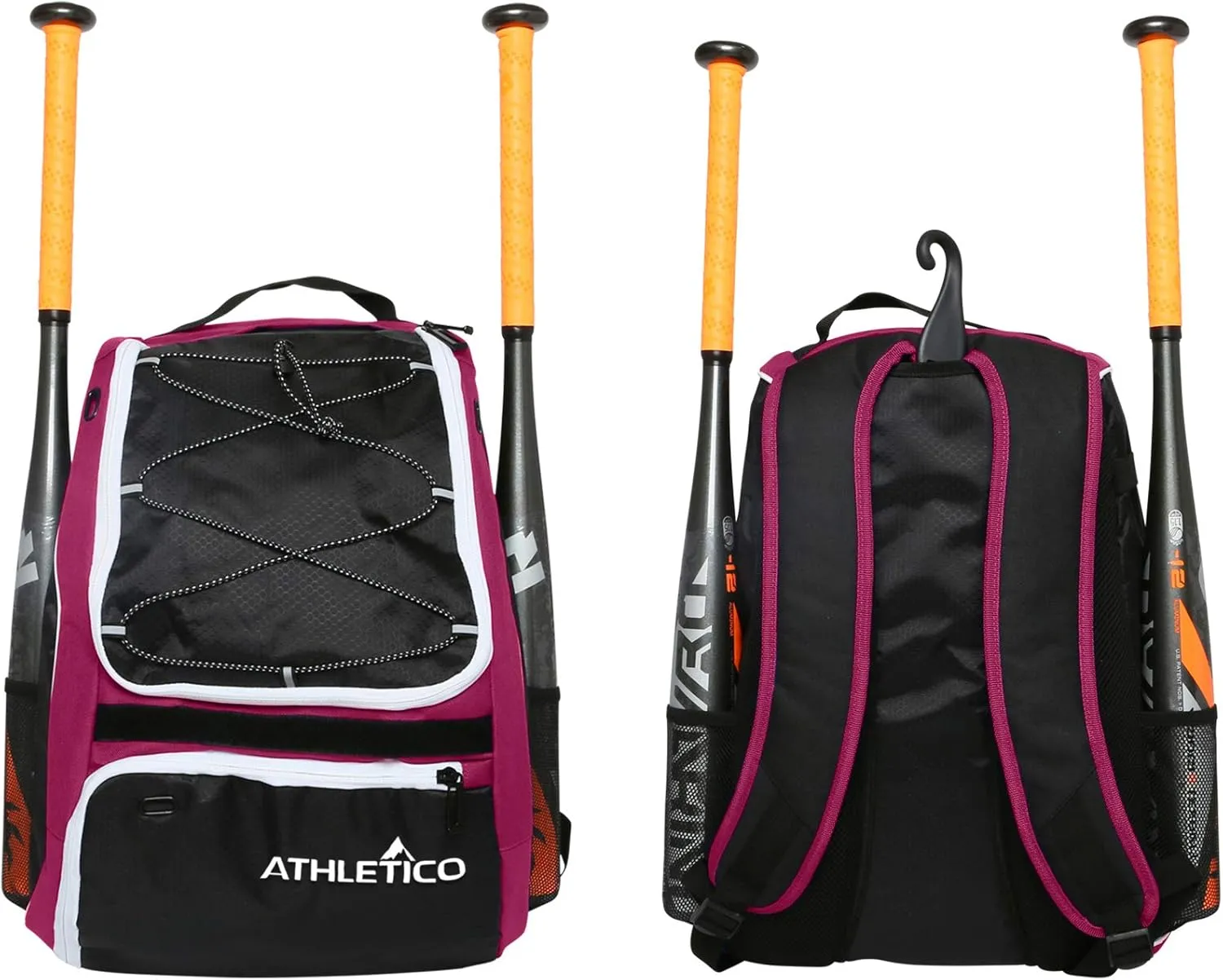 Athletico Baseball Bat Bag - Backpack for Baseball, T-Ball & Softball Equipment & Gear for Youth and Adults | Holds Bat, Helmet, Glove, & Shoes |Shoe Compartment & Fence Hook