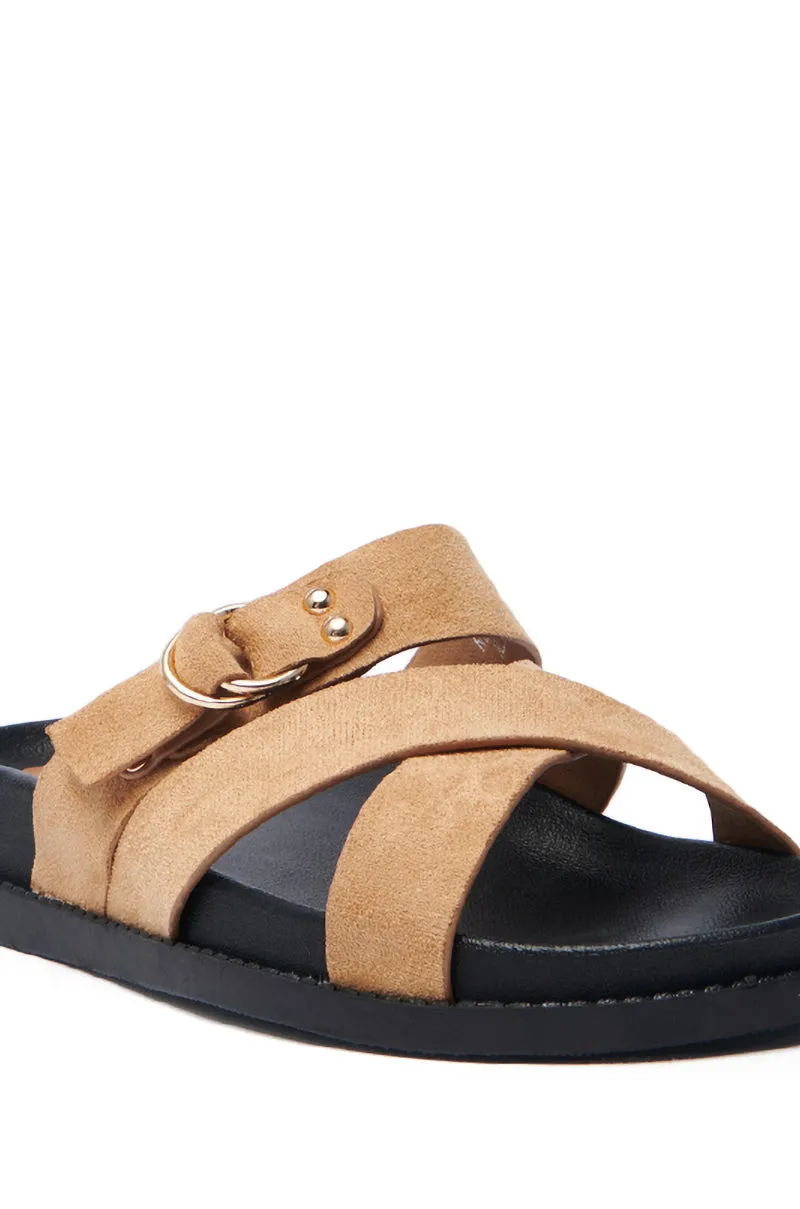 AZALEA WANG NESSAROSE TAN FAUX SUEDE SANDAL