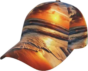 Beach Sunrise Baseball Caps for Men Women Low Profile Golf Dad Hat Adjustable Snapback Hat Washed Ball Cap Black
