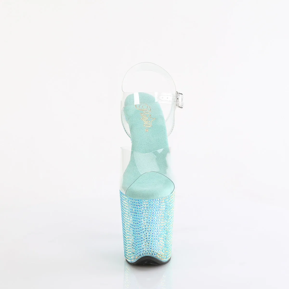BEJEWELED-808RRS - Clear / Aqua Rhinestone Heels