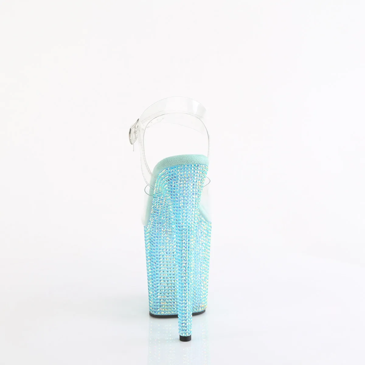 BEJEWELED-808RRS - Clear / Aqua Rhinestone Heels