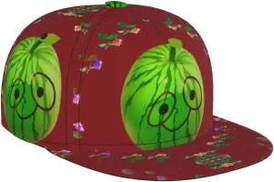 Big Eye Watermelon Outdoor Sports Baseball Cap, Daily Sports Adjustable Fashionable Flat Brim hat, Unisex Four-Season Outdoor Sports Cap, Black