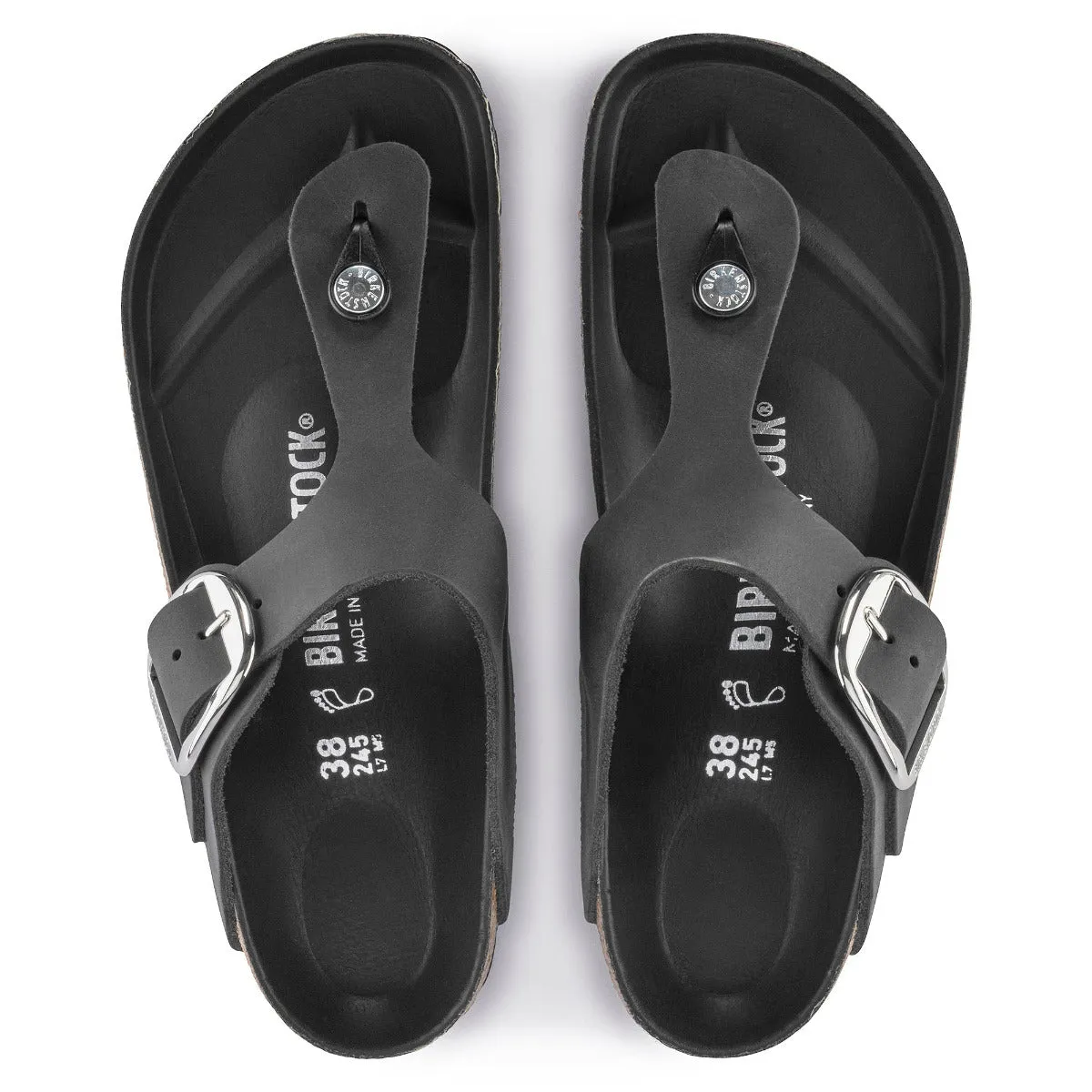 Birkenstock 1023334 Women's Gizeh Big Buckle Black Oiled Leather