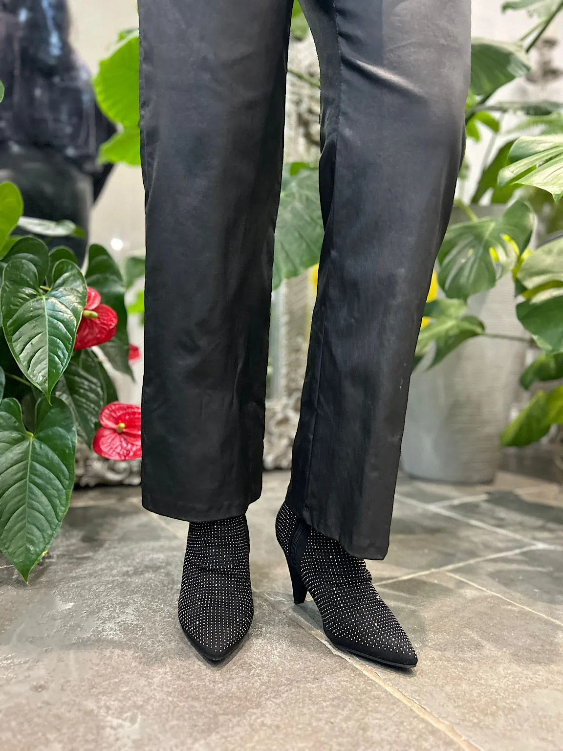 Black Wide Leg Drawstring Pleather Trousers