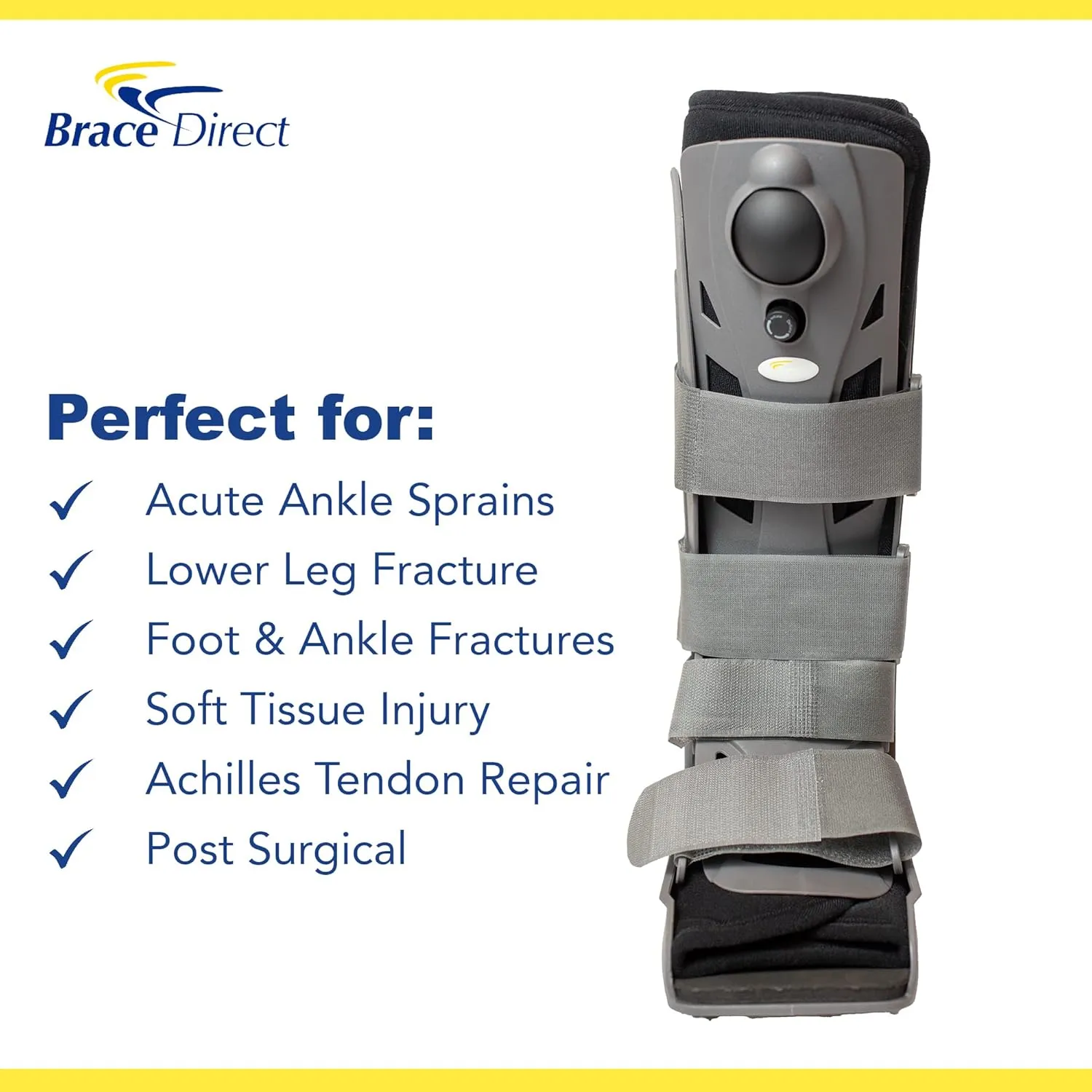 Brace Direct Tall Air CAM Walker Boot – Orthopedic Full-Shell Walking Boot with Air Pump for Foot & Ankle Fractures, Sprains & Achilles Recovery PDAC L4360/L4361 – Medium (US Shoe Men 8-10 /