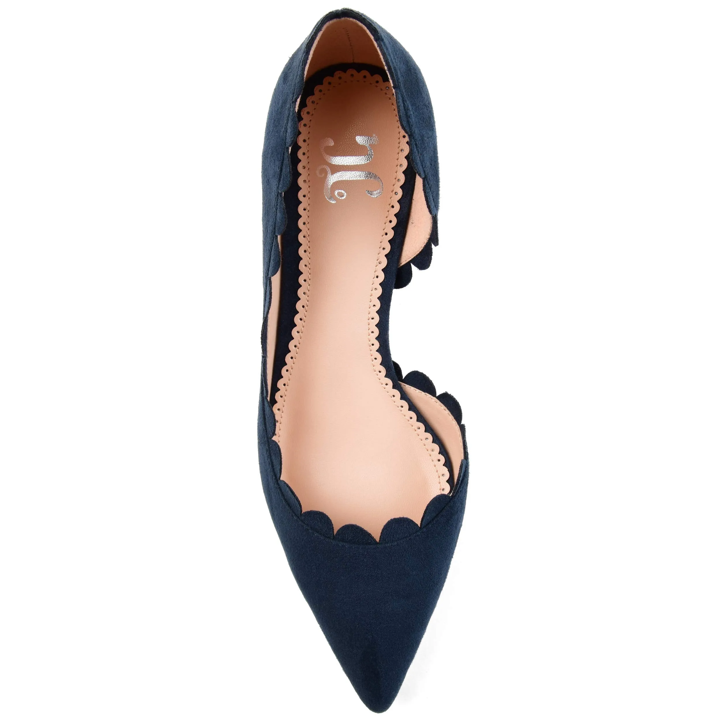Brinley Co. Womens Scalloped Pointed Toe Pump Navy, 10 Regular US