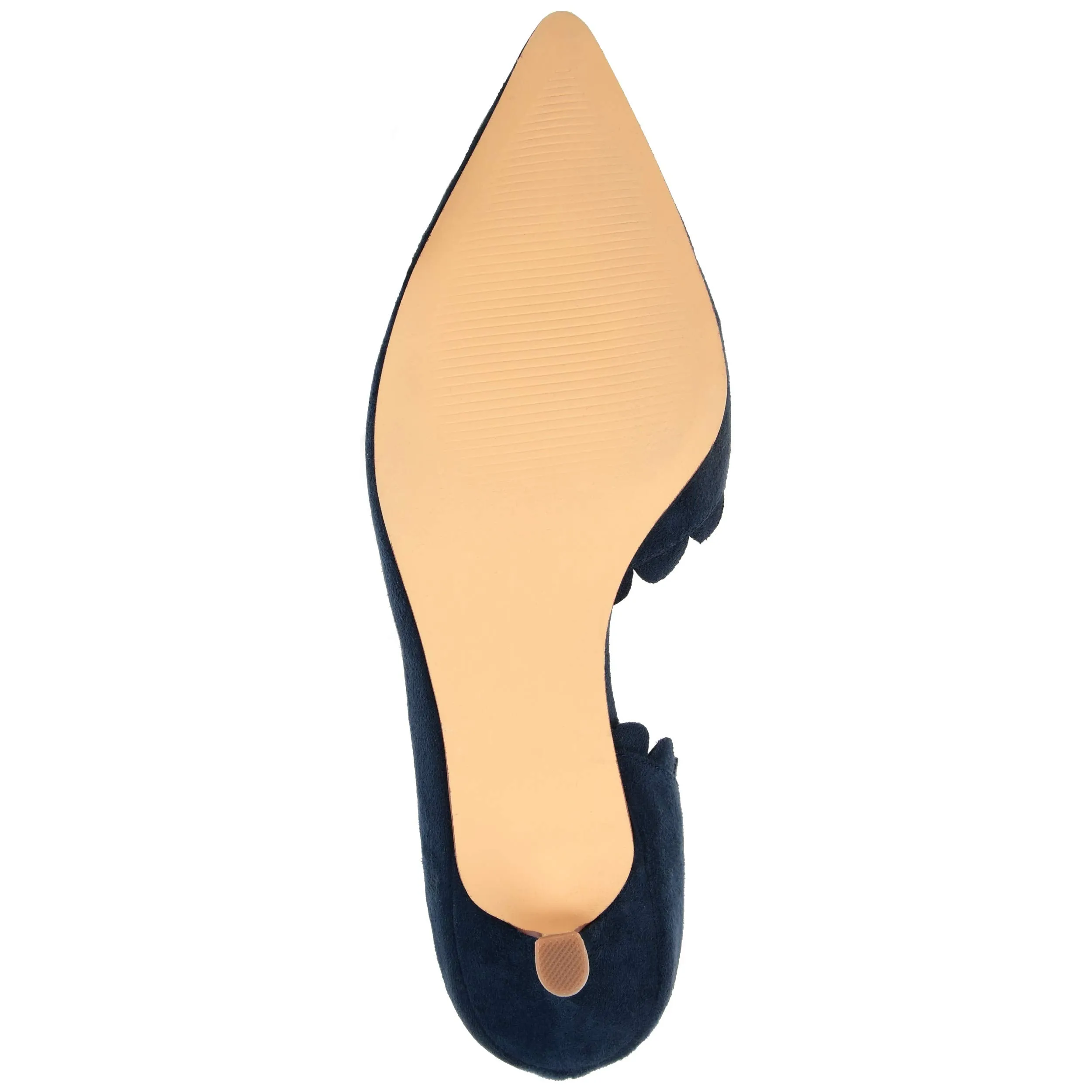 Brinley Co. Womens Scalloped Pointed Toe Pump Navy, 10 Regular US