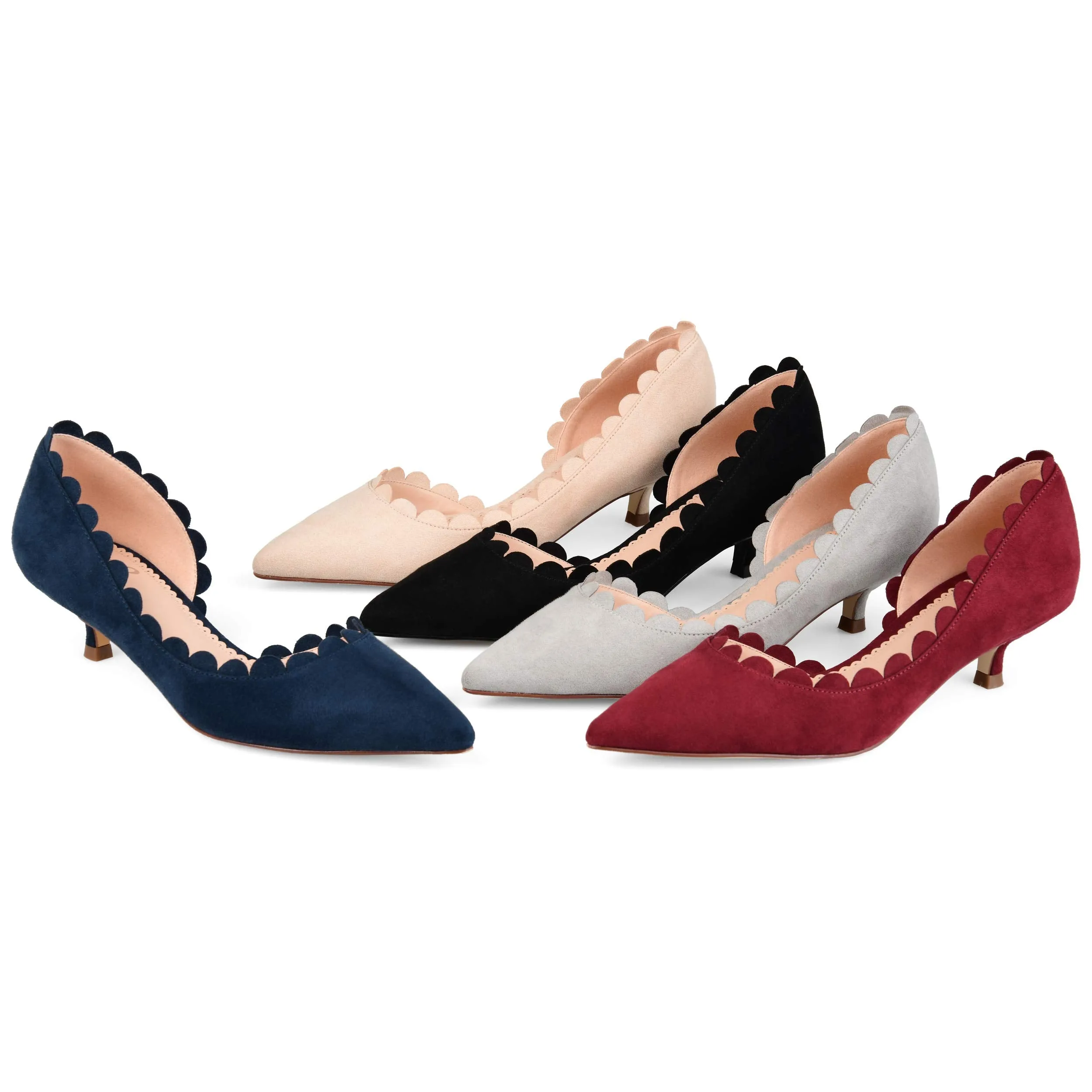 Brinley Co. Womens Scalloped Pointed Toe Pump Navy, 10 Regular US