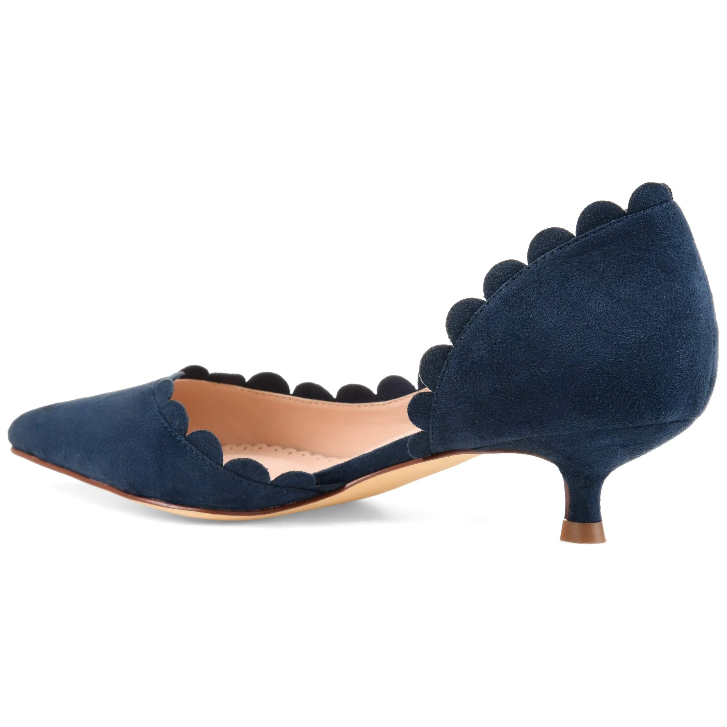 Brinley Co. Womens Scalloped Pointed Toe Pump Navy, 10 Regular US