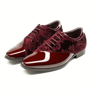 Bruno Marc Classic Glossy Velvet Men's Dress Shoes - Formal Oxford Lace-up Caden