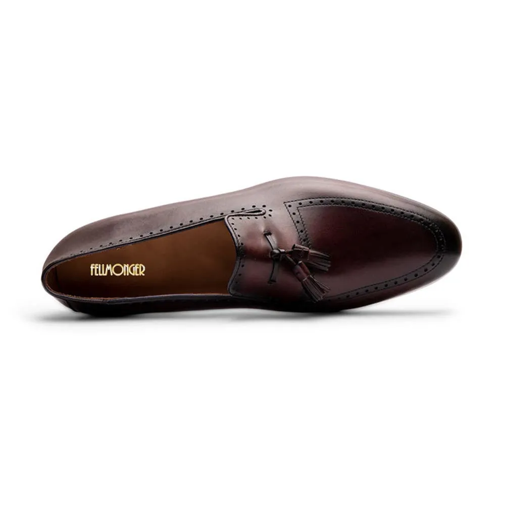 Burgundy Tassel Loafer With Punched Detail
