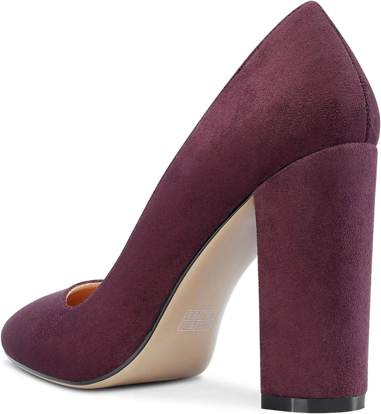 Castamere Women's High Block Heel Pumps Slip On Classic Round Toe Heels Wedding Party Dress Office Shoes 10CM