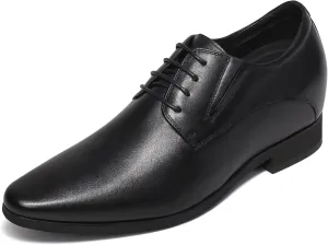 CHAMARIPA Elevator Shoes for Men- Black Leather Height Increase Dress Formal Shoes That Make You Taller 3.15 Inches.