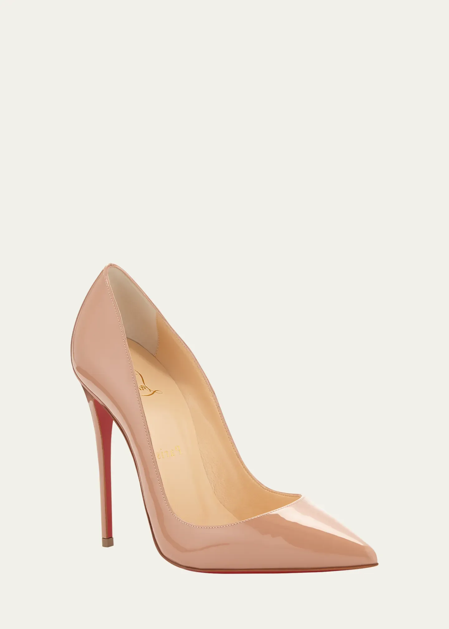 CHRISTIAN LOUBOUTIN SO KATE 120 PATENT CALF NUDE PUMPS