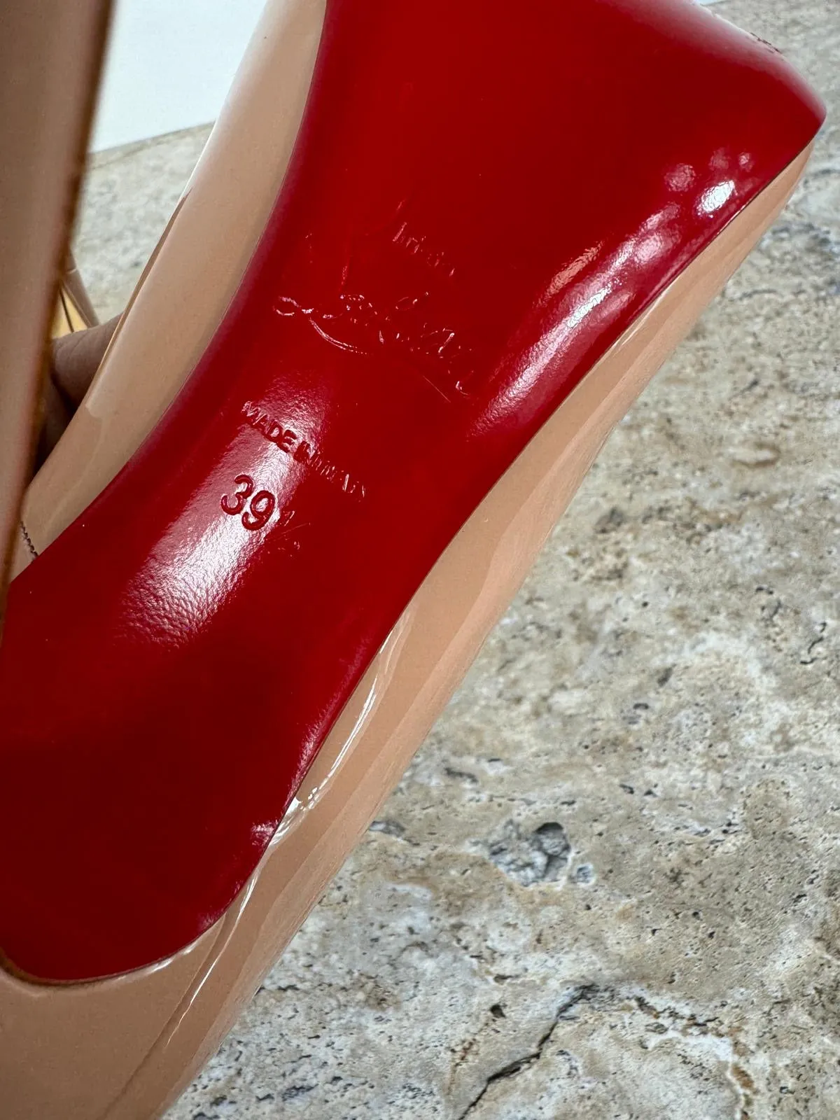 CHRISTIAN LOUBOUTIN SO KATE 120 PATENT CALF NUDE PUMPS