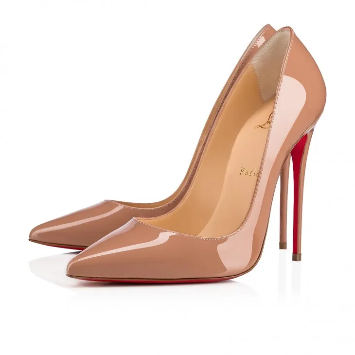 CHRISTIAN LOUBOUTIN SO KATE 120 PATENT CALF NUDE PUMPS