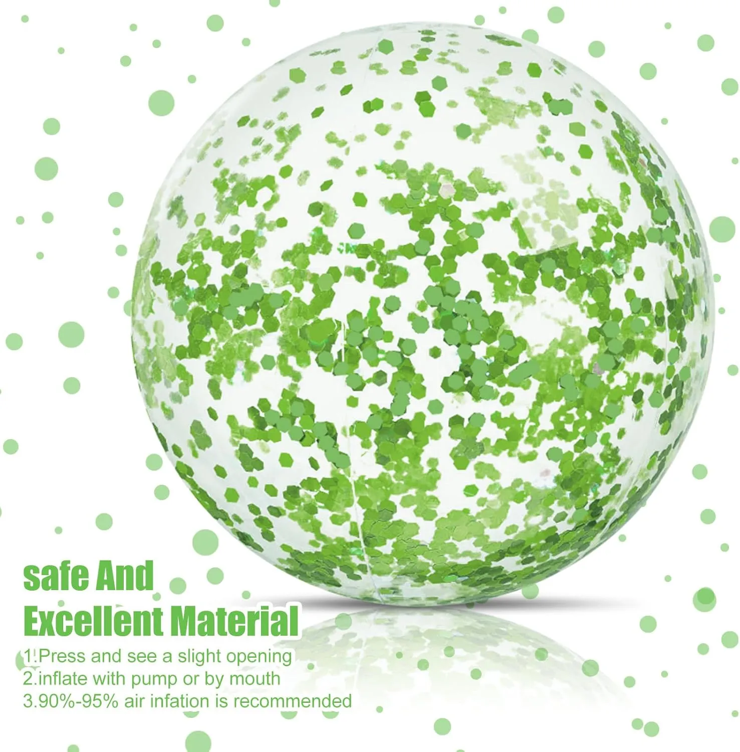 Civaner 10 Pieces Inflatable Beach Balls 16 Inch Glitter Summer Swimming Pool Balls Wedding Outdoor Decor Ornaments Floatable Confetti Decoration for Beach Xmas Party Favor(Green,Glitter)