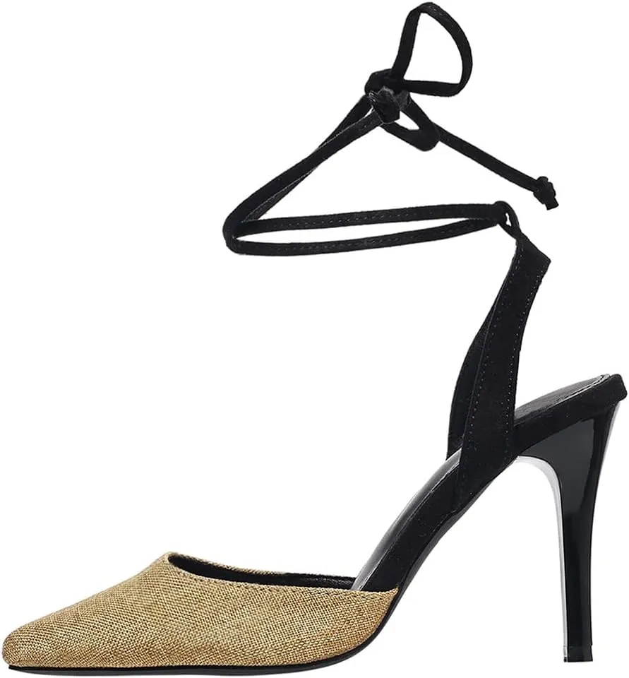 Closed Toe Heels for Women Stiletto High Heels Strappy Lace Up Heeled Sandals Comfortable Dressy Pump Shoes, US Size 5-11
