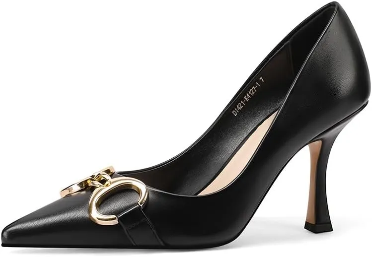 Closed Toe High Heels, Womens Pointed Toe Slip On Stiletto Pumps, Elegant Pointy Heels Dress Shoes Weeding Comfortable Pump Shoes