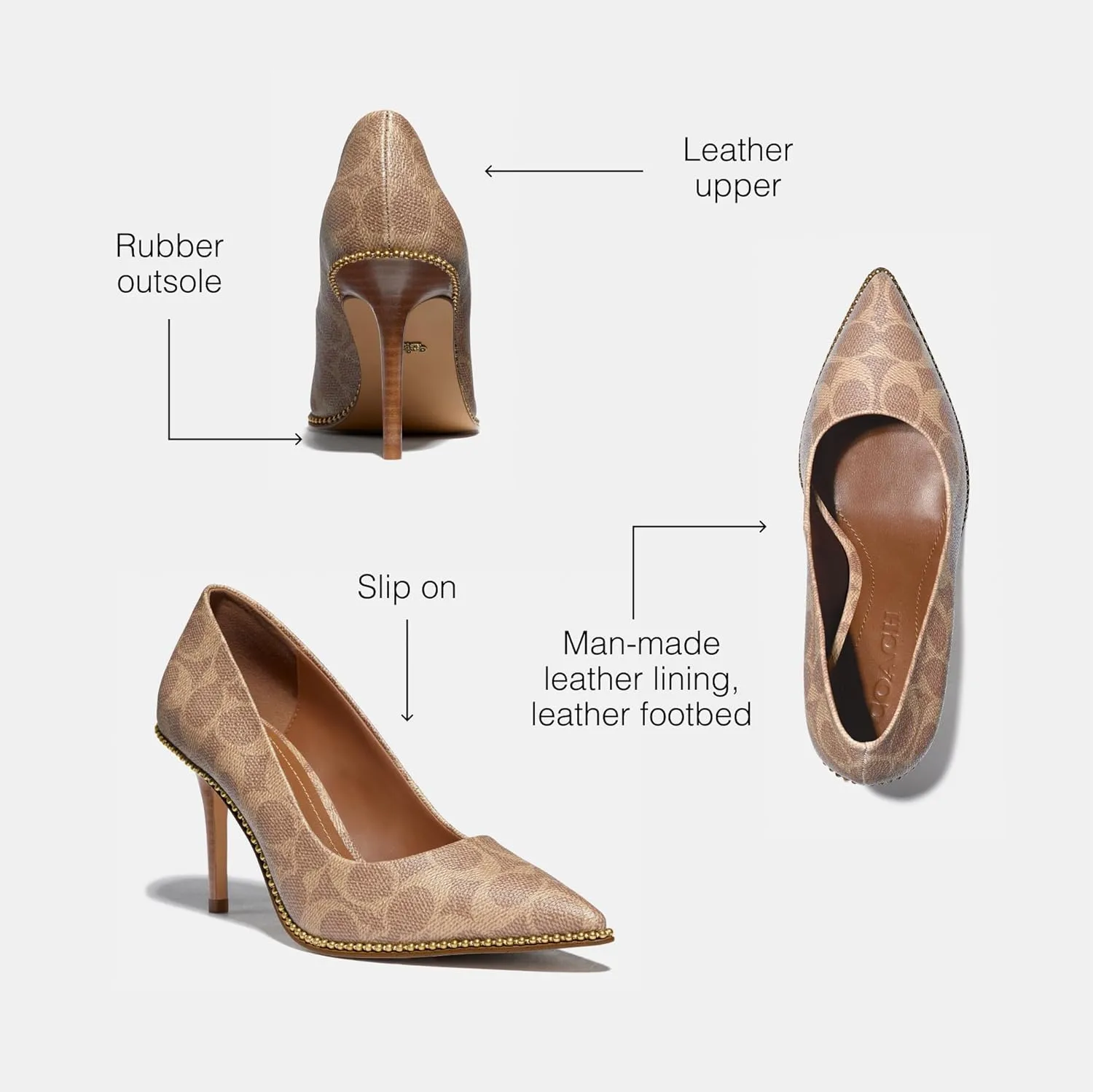 Coach Women's Waverly Pump, Tan Coated Canvas, 9