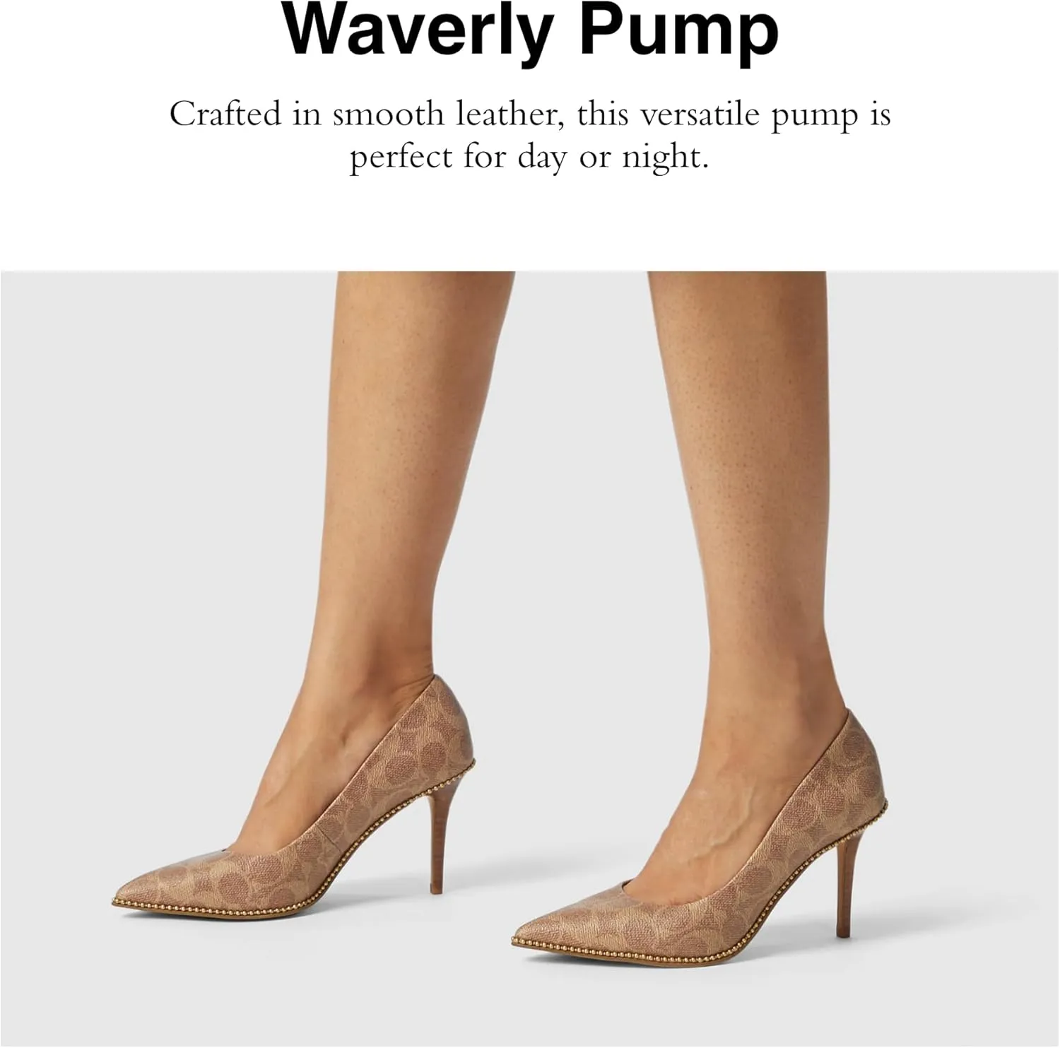 Coach Women's Waverly Pump, Tan Coated Canvas, 9