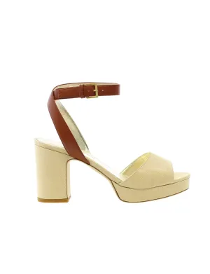 Cognac leather heeled sandals