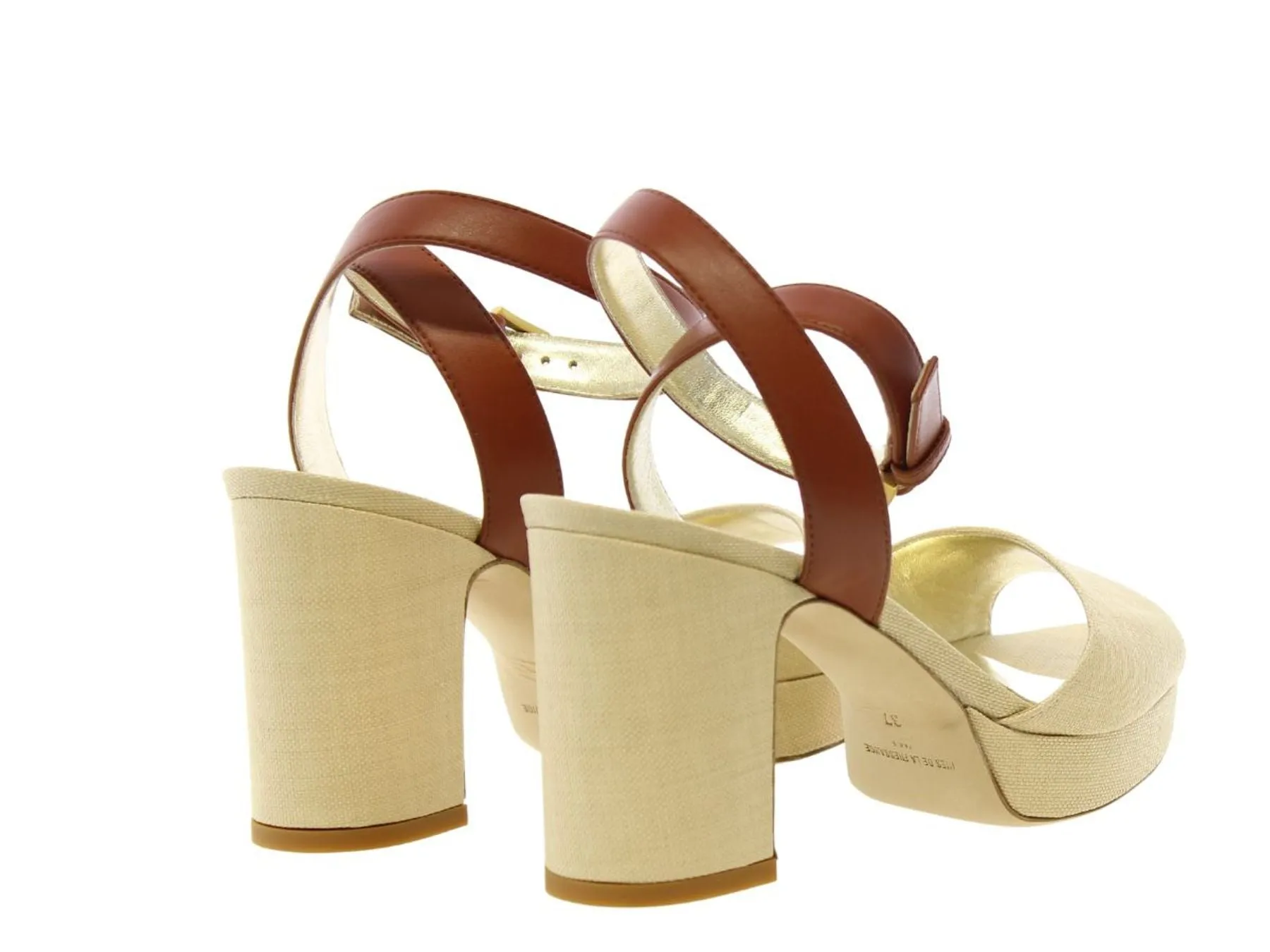 Cognac leather heeled sandals