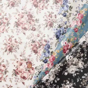 Cotton Oxford Print Laminated Fabric ＜Matte Finish＞ Flower