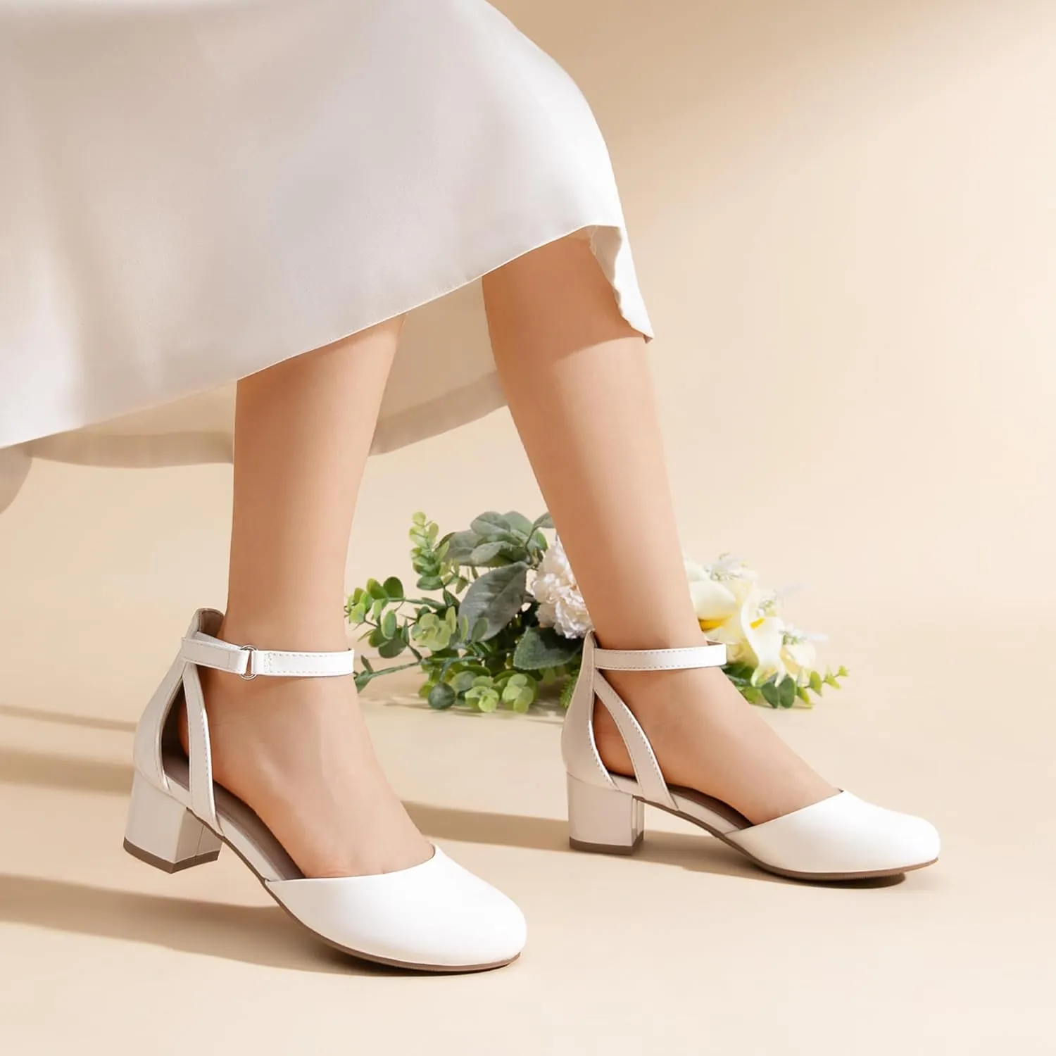 DREAM PAIRS Girls Dress Shoes Closed Toe High Heels Ankle Strap Toddler Little Big Kid Wedding Flower Party Pump