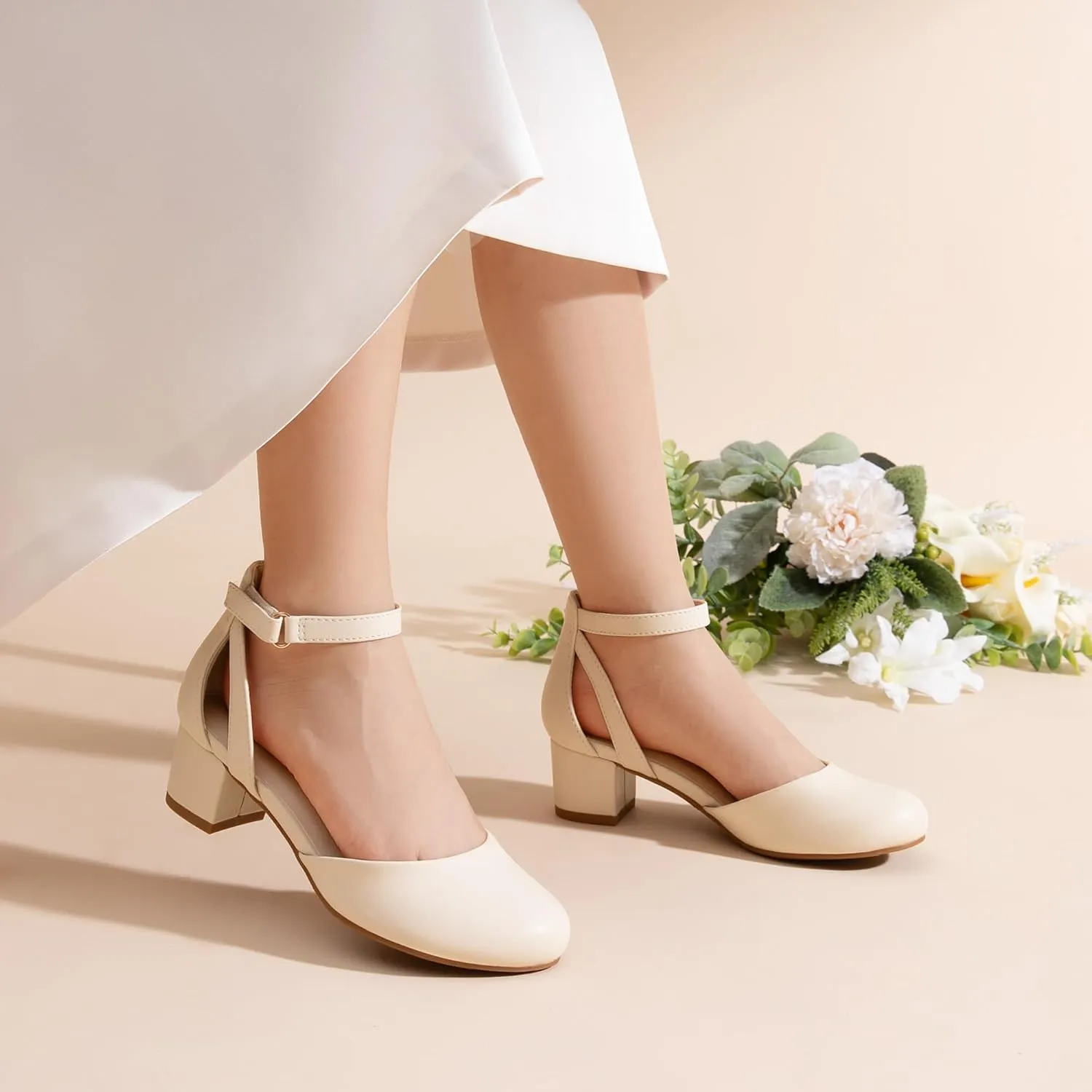 DREAM PAIRS Girls Dress Shoes Closed Toe High Heels Ankle Strap Toddler Little Big Kid Wedding Flower Party Pump