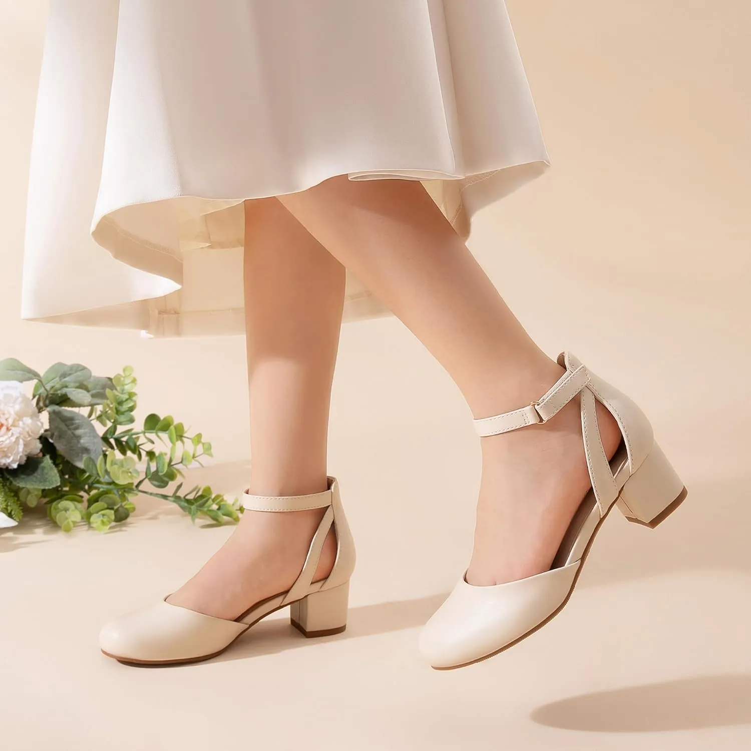 DREAM PAIRS Girls Dress Shoes Closed Toe High Heels Ankle Strap Toddler Little Big Kid Wedding Flower Party Pump