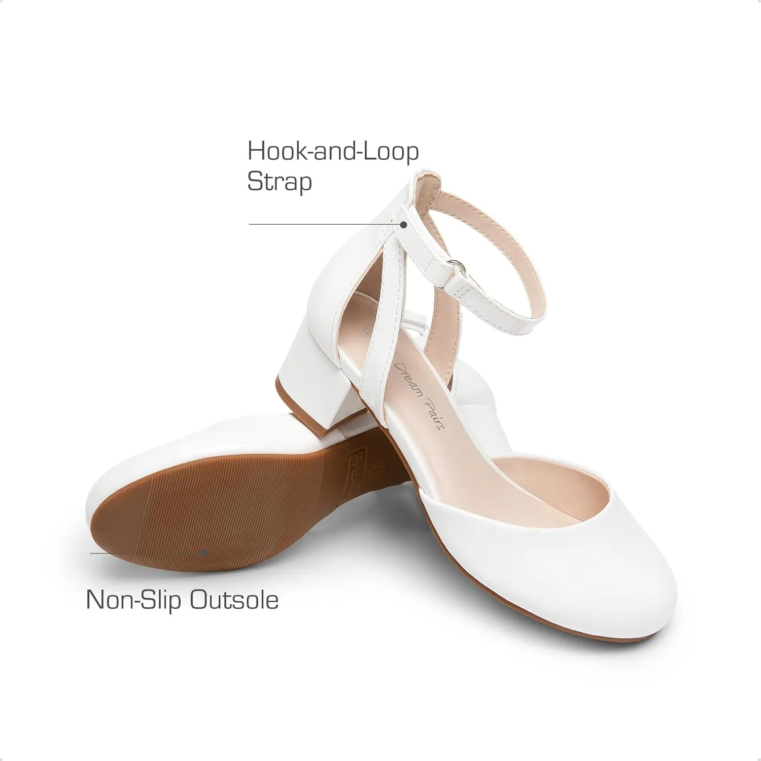 DREAM PAIRS Girls Dress Shoes Closed Toe High Heels Ankle Strap Toddler Little Big Kid Wedding Flower Party Pump