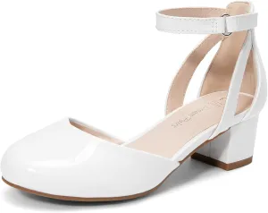 DREAM PAIRS Girls Dress Shoes Closed Toe High Heels Ankle Strap Toddler Little Big Kid Wedding Flower Party Pump