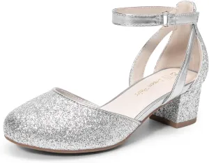 DREAM PAIRS Girls Dress Shoes Closed Toe High Heels Ankle Strap Toddler Little Big Kid Wedding Flower Party Pump
