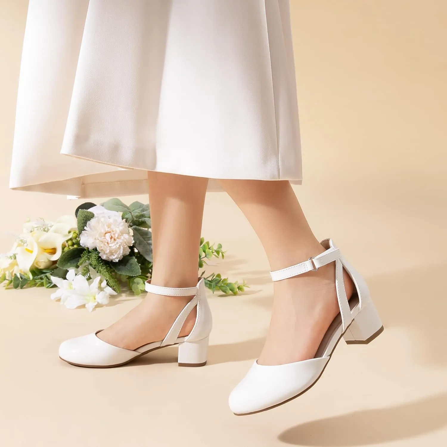 DREAM PAIRS Girls Dress Shoes Closed Toe High Heels Ankle Strap Toddler Little Big Kid Wedding Flower Party Pump