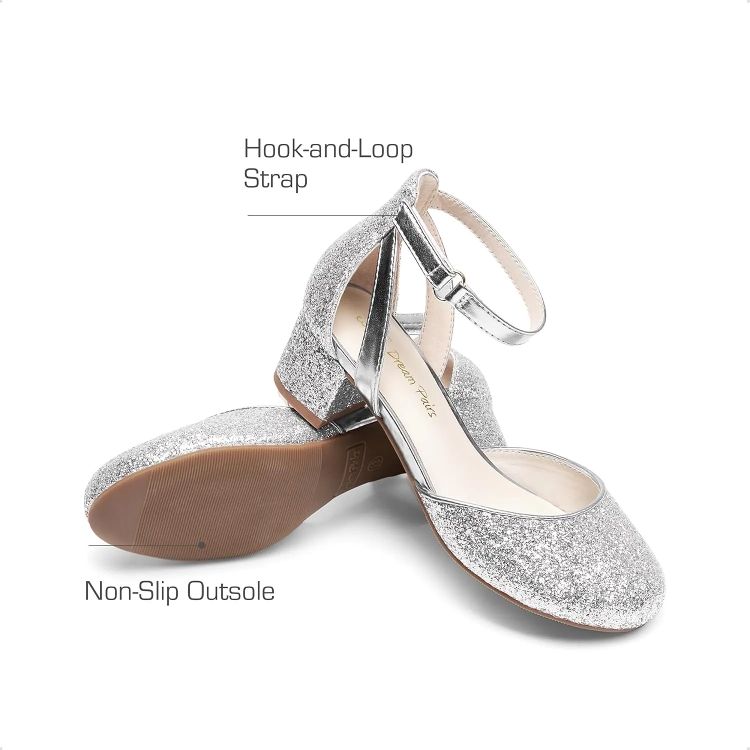 DREAM PAIRS Girls Dress Shoes Closed Toe High Heels Ankle Strap Toddler Little Big Kid Wedding Flower Party Pump
