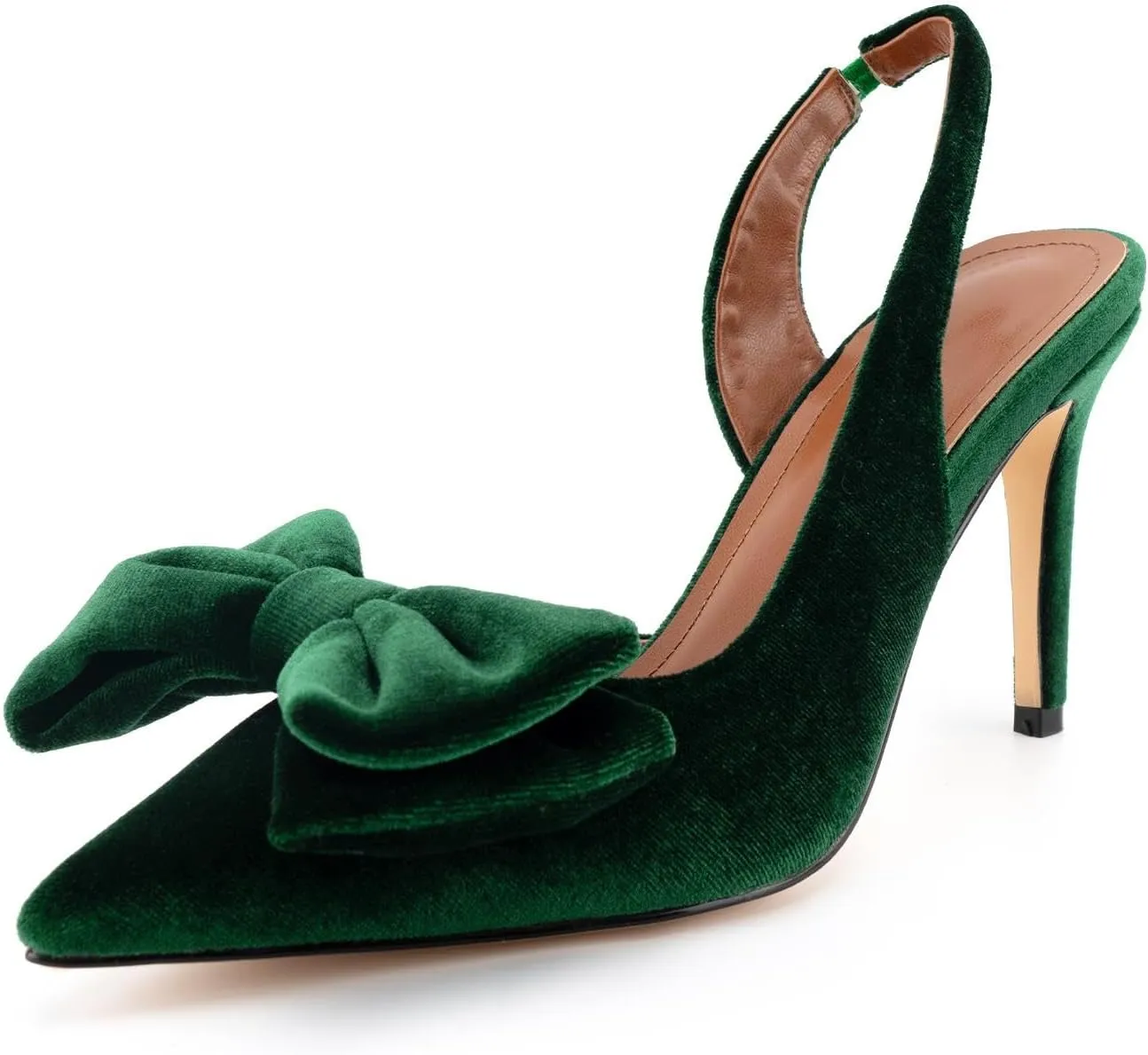 DREAMCIA Bow Slingback Kitten Heels Pumps Pointed Closed Toe Stiletto Heeled Sandals Bowknot Dress Wedding Party Shoes