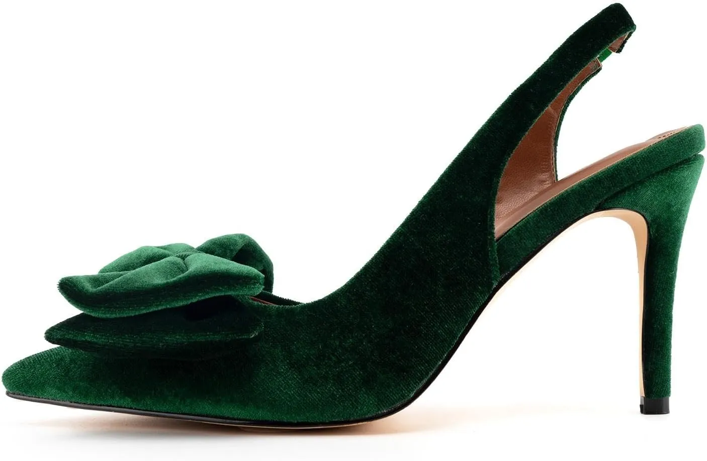 DREAMCIA Bow Slingback Kitten Heels Pumps Pointed Closed Toe Stiletto Heeled Sandals Bowknot Dress Wedding Party Shoes